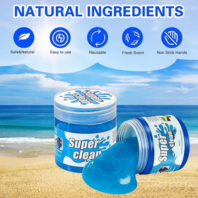 2-Pack Car Cleaning Gel, Universal Interior Detailing Putty Slime, Dust Remover for Car Vents, Dashboard & Keyboard, Ideal Gift for Men & Women