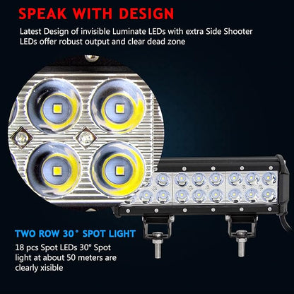 Willpower 9 inch 54W Spot LED Work Light Bar Driving Lamp 12V 24V 5400LM for Chevrolet Dodge Ford GMC JP Toyota Polaris RZR Ranger ATV UTV Can Maverick Boat SUV F150 F250