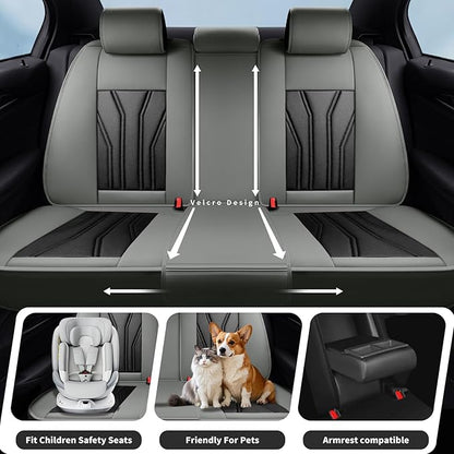 Fit Liberty Car Seat Covers for Jeep Liberty 2002-2011 2012 -Full Set Premium Leather, Waterproof & Breathable，All-Weather Seat Cushion Protecto & Airbag Compatible, 2 Front Seat Gray