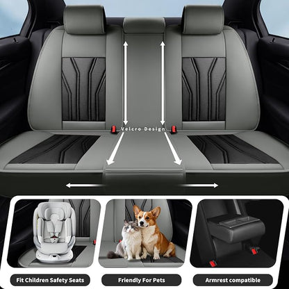 Fit Gladiator Car Seat Covers for Jeep Gladiator 2020-2025 2026 -Full Set Premium Leather, Waterproof & Breathable，All-Weather Seat Cushion Protecto & Airbag Compatible, 2 Front Seat Gray