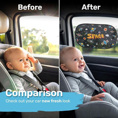 GENANY 2pcs Astronaut Window Sun Shade for Sedan SUV Truck (21x14 Inches), Sun Shades for Side Window, Accessories for Kids, Baby Window Shades, Summer Car Decor