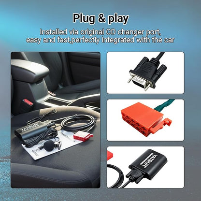 MB Car Bluetoot-h Adapter, Digital Car Stereo Aux Interface with Charging 3.5mm Music Input Port for All Model 1994-1998, B C CL CLS E S SL SLK SLS Class W203 W209 W202(BTA-MB)