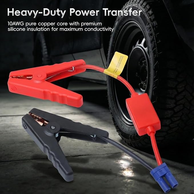 Mayspare 10AWG EC5 Smart Jump Starter Clamps, Heavy Duty Replacement Alligator Clips for 12V Portable Car Battery Booster, Universal for SUV/Truck/RV (Basic Protection)