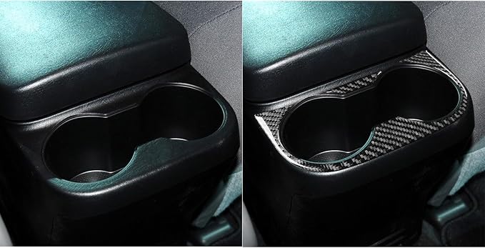 NVCNX Real Premium Carbon Fiber for Toyota 2nd Gen Tacoma Accessories 2005-2015 2006 2007 2008 2009 2010 2011 2012 2013 2014 Car Armrest Rear Cup Holder Cover Interior Trim Sticker Decal 2PCs