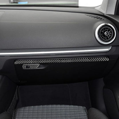 Real Premium Carbon Fiber Sticker Compatible with Audi A3 S3 RS3 8V 2013 2014 2015 2016 2017 2018 2019 Car Glove Box Storage Box Decor Kit Auto Interior Accessories Decal Style A 2PCS Black