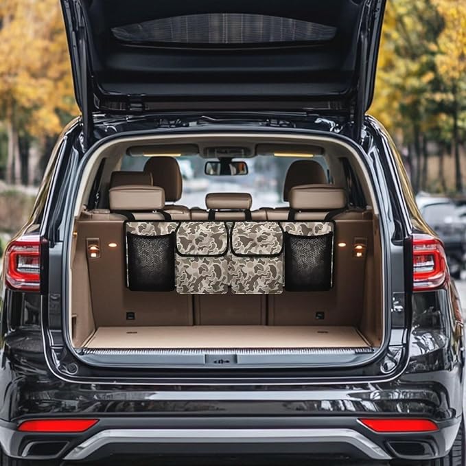 Brown Camo Trunk Storage Organizer Foldable Vehicle Interior Cargo Organizer Accessories 37" x 11.8" Large Capacity Car Organizers and Storage for Cars SUV Sedans