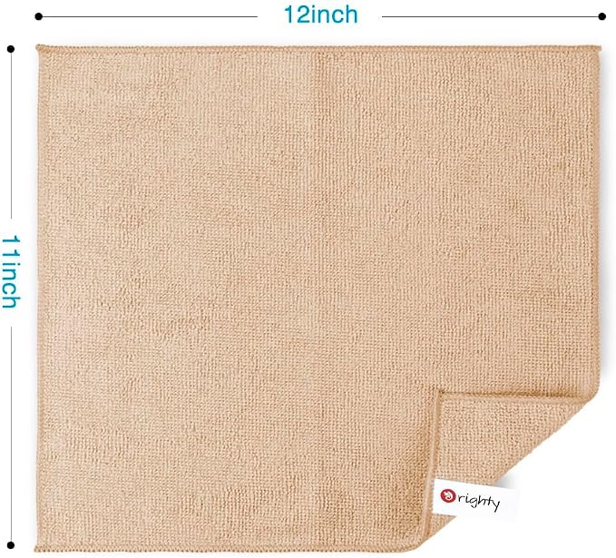 Orighty Microfiber Cleaning Cloth, 12 Pack Microfiber Towels for Cars, Highly Absorbent Car Cleaning Supplies, Lint Free Cloths Clean Rags for Car Care, House, Kitchen, 12x11 inch, Brown