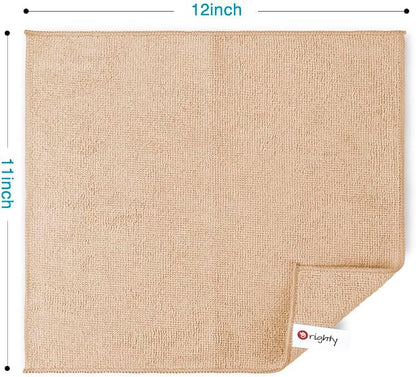 Orighty Microfiber Cleaning Cloth, 12 Pack Microfiber Towels for Cars, Highly Absorbent Car Cleaning Supplies, Lint Free Cloths Clean Rags for Car Care, House, Kitchen, 12x11 inch, Brown