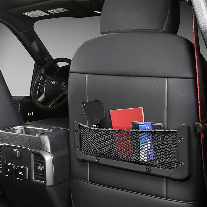 ABS Plastic Frame Automotive Cargo Nets Car Net Pocket Phone Car Mesh Net Holder RV Storage Boat Cargo Pocket Organizer Framed Mesh Net Pocket with Screws for Auto RV Net(2, 13.8 x 5.1 Inch)