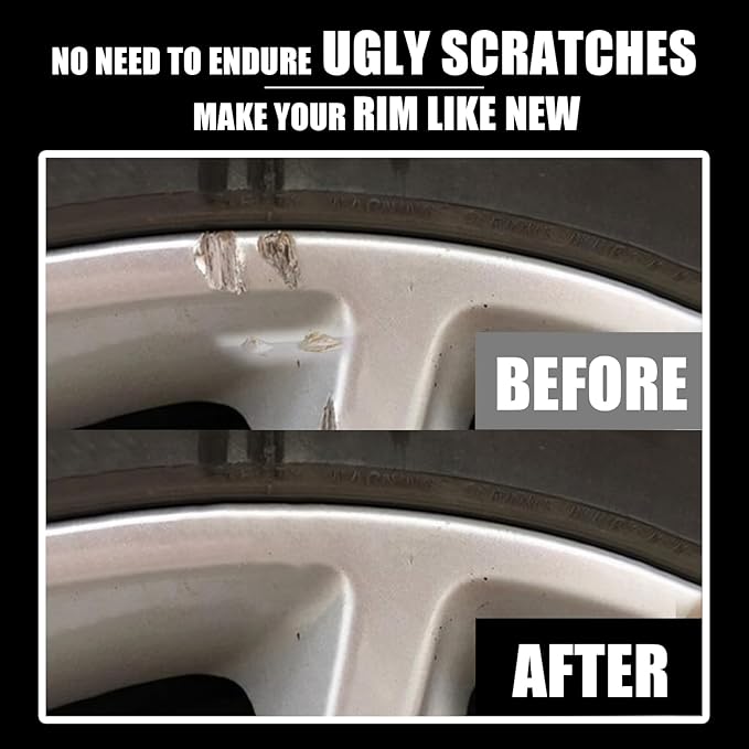 Gloss Black Rim Touch Up Paint - Wheel Repair Kit Curb Rash, Quick And Easy Wheel Scratch Repair, Rim Paint For Car Wheel Repair (Gloss Black)