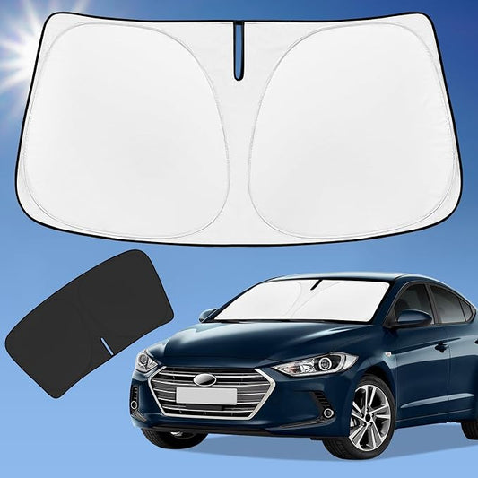 for Hyundai Elantra 2016-2020 Sun Shade Sunshade Windshield Cover, 4-Layer Front Window Shade Custom fit Elantra Sun Visor 240T Retractable Shade Shield Blocks UV Rays Cooler Car Accessories