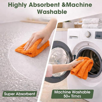 Microfiber Cleaning Cloth Roll–100 Pack, Tear Away Microfiber Towels, Reusable, Washable, Scratch-Free, Kitchen Towels for Car, Home, Kitchen, Glass, Dishes(Honey Orange)