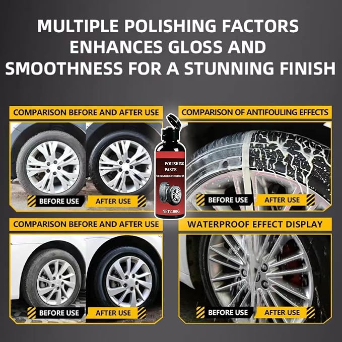 Genérico Tire Shine - High Gloss and High Strength - Tire Restorative Cream | for Vehicles, Trailers, Caravans, Sedans, Pickups, Tractors,