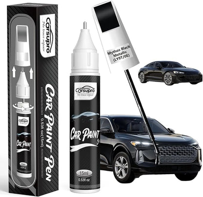 Mythos Black Metallic(LY9T/0E) for Audi Touch Up Paint Pen, 2 in 1 Car Scratch Remover with Pen Tip and Brush, Precise Color Match for Car Paint Scratch Repair, Quickly and Easily Fix Chips and Nicks