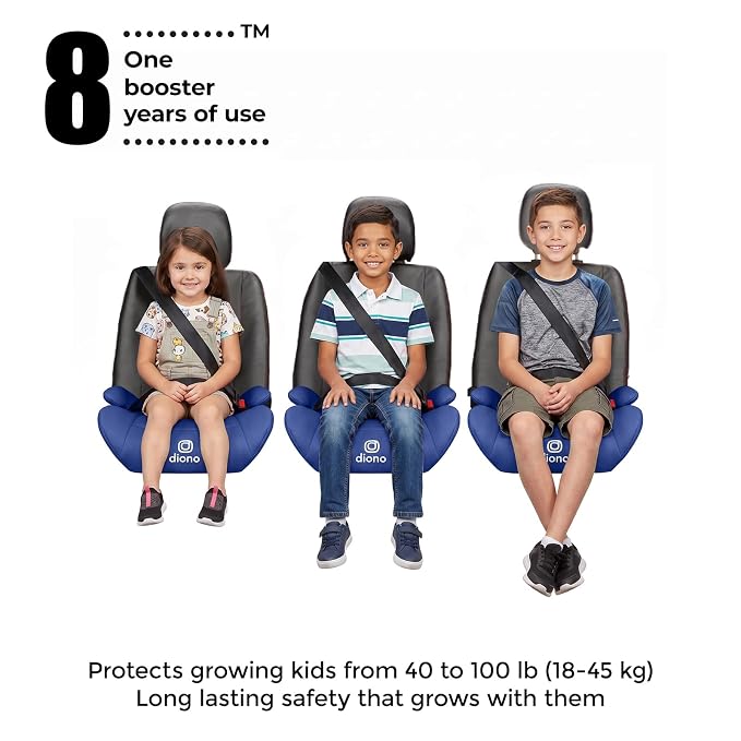 Diono Solana Lite Backless Booster Car Seat Pack of 2, Lightweight & Portable for Travel, Machine Washable Covers, 40-100 lbs, Blue Surge