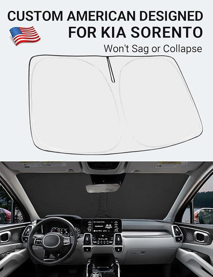 Proadsy Windshield Sun Shade for Kia Sorento 2021-2025 2026 4-Layer Foldable Front Sunshade Protector Sun Visor Blocks UV Rays Keep Car Cooler