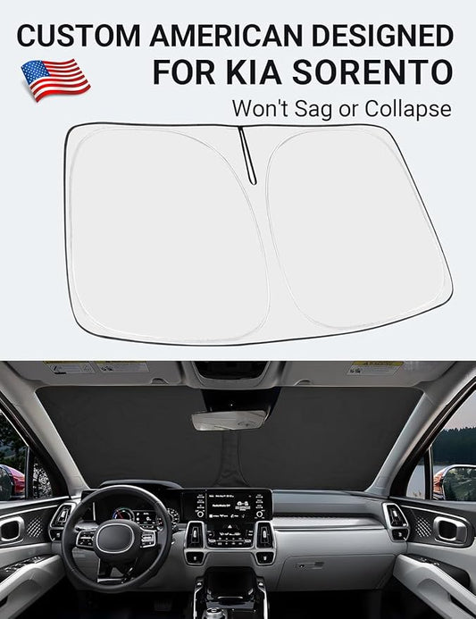 Proadsy Windshield Sun Shade for Kia Sorento 2021-2025 2026 4-Layer Foldable Front Sunshade Protector Sun Visor Blocks UV Rays Keep Car Cooler
