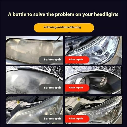Automotive Headlamp Restoration Fluid Oxidized, Headlight Restoration Kits, Car Light Polisher Cleaning, Only for Headlight Cleaner Polishing.(10ML Coating+180ML Headlight Renovation Liquid)