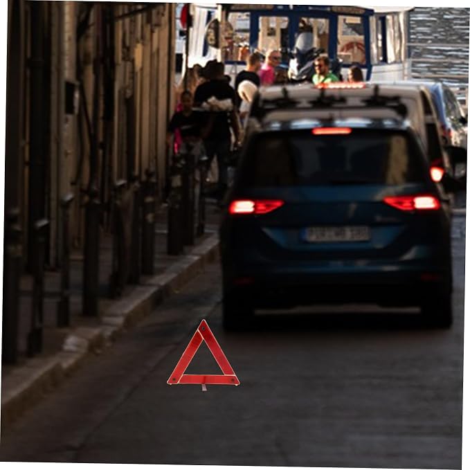 Emergency Roadside Triangle Kit Reflective Warning Sign with High Visibility Foldable Design Durable and Construction for Vehicle Safety and Traffic Alerts