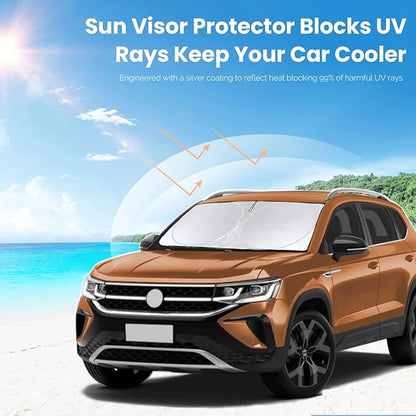 INSAUTO Sunshade for Volkswagen VW Tiguan 2018-2023 2024 2025 Sun Shade Windshield Cover, Foldable Front Window Shield Fit Tiguan SUV Sun Visor Blocks UV Rays Car Accessories