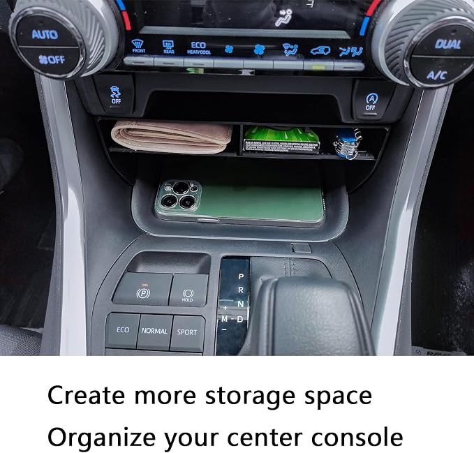 EDBETOS 3PCS Center Console Organizer Tray Set Compatible with Toyota RAV4 2019-2024 2025 and 2021-2025 Prime Accessories Insert Armrest Storage Box, Dash Console Tray,Only Fit 8'' Multimedia Display