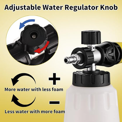 FENG PAI Foam Cannon for Pressure Washer with Dual-connector Accessory, 7 Power Washer Sprayer Nozzles, 1/4" Quick Connect Double Tip Attachment Soap Bottle Sprayer Soap, 3600 PSI (White)
