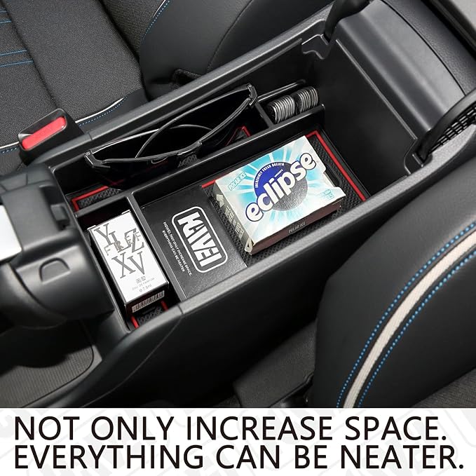 HGWEI Center Console Organizer Tray Compatible with Honda HRV 2023 2024 2025 2026 2027 Accessories, Armrest Storage Box for HRV EX/EX-L/LX/SE/Sport/Touring, Red Trim
