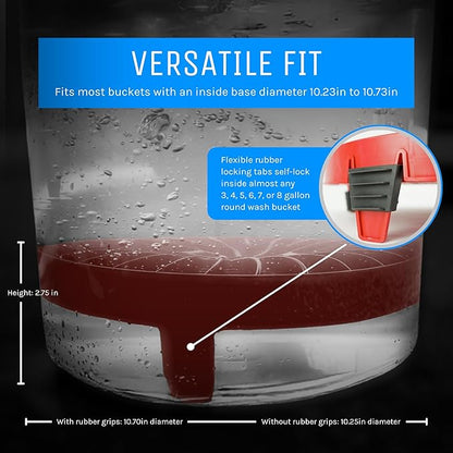 DETAIL GUARDZ Dirt Lock Car Wash Insert – Bucket Filter for 3–8 Gallon Round Pails – Traps Debris, Prevents Swirl Marks – Self-Locking Rubber Grips, Venturi Flow, Cleaning Tool (Red)