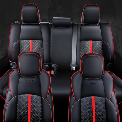 Carlimeki Leather Seat Covers Custom Fit for Tacoma Gen 4th (2024-2026) Double Cab, for SR, SR5, TRD PreRunner, TRD Sport, TRD Off-Road, Limited, Trailhunter - Armrest Covers Included - Fully Covered