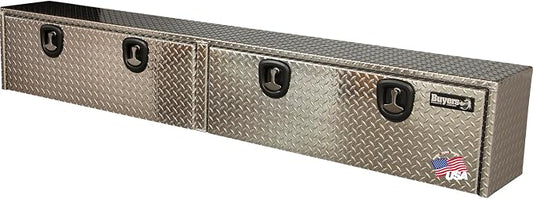 Buyers Products 1701568 Silver Aluminum Diamond Tread Topsider Truck Tool Box, 96x18x16 Inch, Made in USA, Professional Grade, Heavy Duty, Corrosion Resistant, Dual Drop Doors, Compression Latch