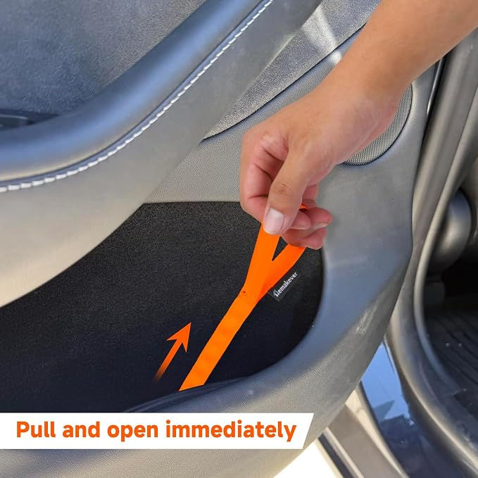 Homakover Pack 2 Vehicle Door Emergency Pull Cords, High Strength Nylon Manual Release Straps, Escape Pull Straps Fit for Tesla Model Y/3 Rear Door, Orange