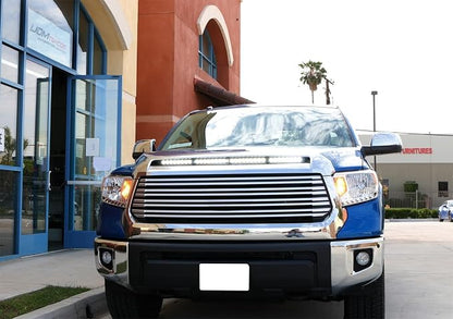 iJDMTOY Hood Scoop Mount 36-Inch LED Ultra Slim Light Bar Compatible with 2014-2021 Toyota Tundra, Includes (1) 108W High Power LED Lightbar, Hood Bulge Mounting Brackets & On/Off Switch Wiring Kit