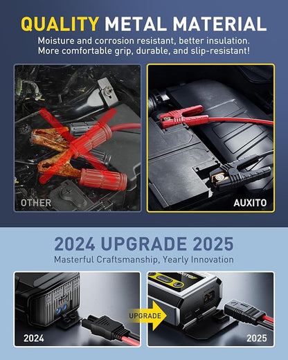 AUXITO 6000A Jump Starter, 12V Car Battery Jump Starter, Up to All Gas & 12L Diesel Engine with LED Display, Portable Jump Box with 3 Modes Flashlight and Jumper Cable, Storage Case