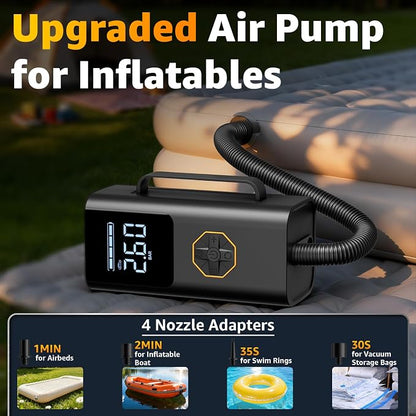 Lehwey Portable Jump Starter with Air Compressor - 12V Car Battery Jumper Starter Box 5500A (All Gas/12L Diesel) 9-in-1 with Air Blower, 150PSI Tire Inflator, 3-Mode Emergency Flashlight, LCD Display