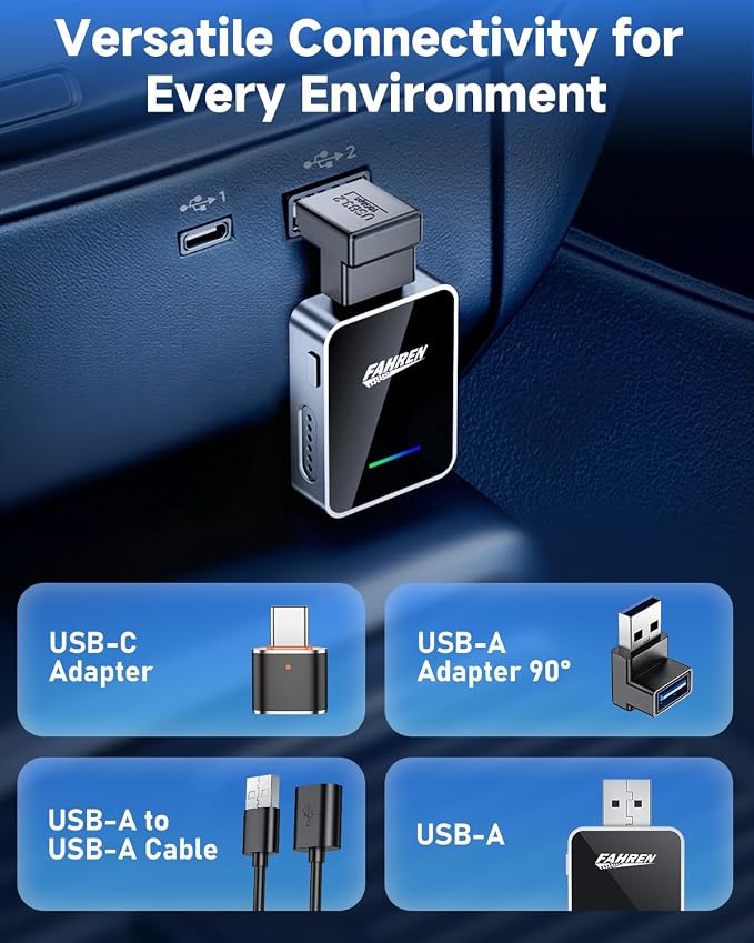 Wireless CarPlay Adapter for iPhone, A Thoughtful Upgrade for Your Drive – One-Touch User Switching, Fast & Stable Connection, Compatible with iOS 12 and Android 11, Converts Wired to Wireless