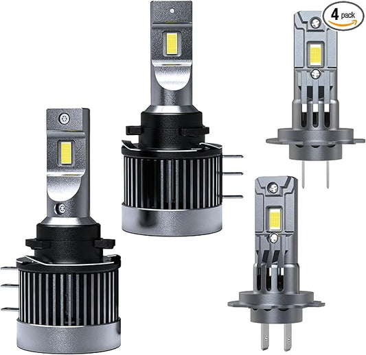 Light Bulb Combo for Mercedes-Benz GLA250 2015 2016 2017 2018 2019 2020 | High Low Beam, Super Bright 6500K White Light, 1:1 Size as Stock Halogen Bulbs, Plug and Play, 4-Pack