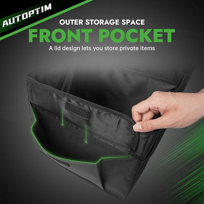 AUTOPTIM Car Trunk Organizer - Collapsible Car Organizer with Non Slip Bottom & Multiple Pockets for Groceries, Trunk Storage with Base Panel for SUV Sedan Van, 2 Compartments (Black, Small, 2 Pack)