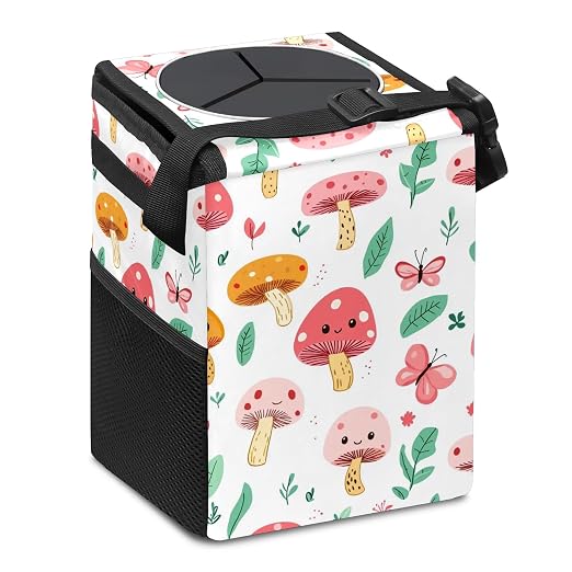 Car Trash Can – Multi-Purpose, Lightweight and Portable with Durable Water-Resistant Coating, No Installation Required, Practical and Ample Capacity, Variety of Colors.Mushroom