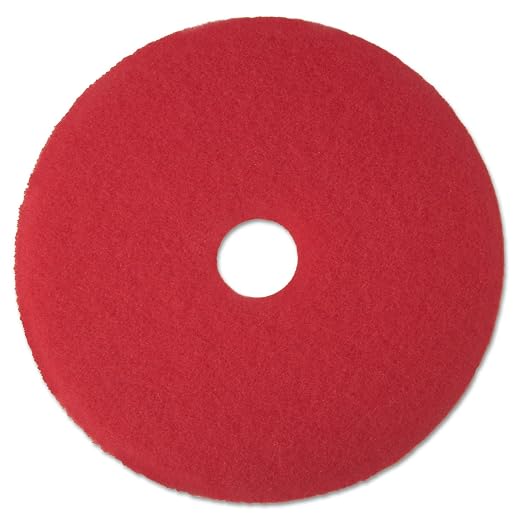 3M Buffer Floor Pad 5100, Red, 19", Removes Soil, Scratches, Scuff Marks, and Black Shoe Heel Marks