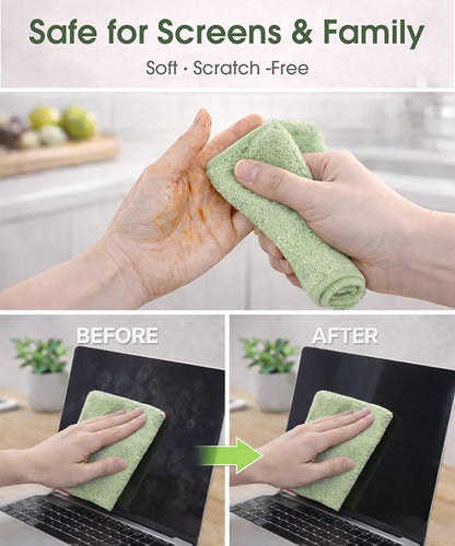 Microfiber Cleaning Cloth Roll - 100 Pack Tear Away Microfiber Paper Towels, Reusable, Washable, Scratch-Free, Kitchen Towels for Car, Home, Kitchen, Glass, Dishes(Bean Green)