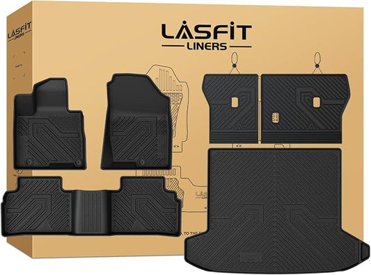LASFIT Floor Mats & Backrest Mats & Cargo Mat for Hyundai Tucson Gas 2026 2025 2024 2023 2022 (Not Fit Hybrid/PHEV), All Weather TPE Custom Fit Floor Liners with Car Trunk Mat Accessories, Black