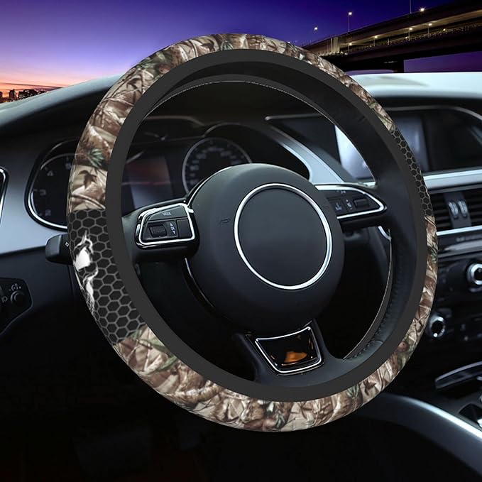Camo Steering Wheel Cover Universal 15 Inch Camo Wheel Cover Accessories Decorative Non-Slip Neoprene Car Cover Realtree Wheel Cover Suitable For Women And Men Girls Suitable For Car SUV Car Van Truck