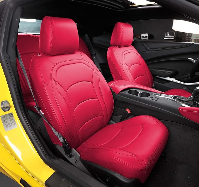 Seat Covers Custom Fit for Chevrolet Camaro 2016-2024 6th Gen Camaro LT ZL LS RS SS Convertible Model Faux Leather Vehicle Protect Cushion…