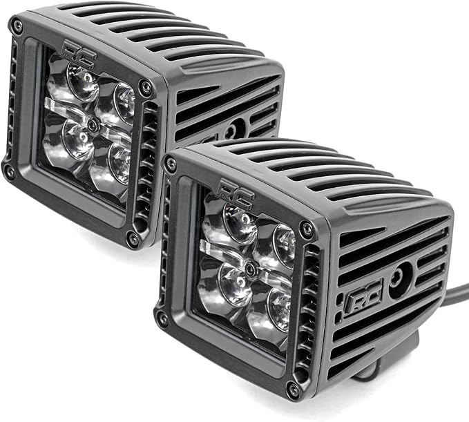 Rough Country 2" Black Series Square LED Cube Lights | White DRL - 70903BLKDRL