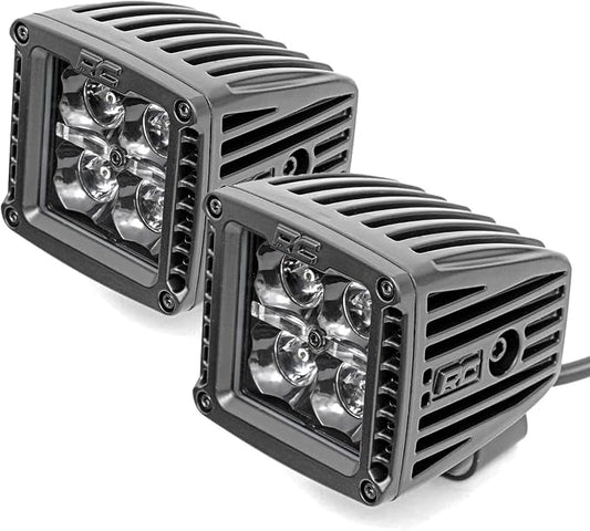 Rough Country 2" Black Series Square LED Cube Lights | White DRL - 70903BLKDRL