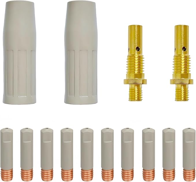 14pcs Mig Welding Torch Accessory Kit with Non-Stick Coating; .035" Ceramic Welding Tips MIG Welder Accessories,For Lincoln Magnum 100L Weld-Pak,gas nozzles 21-50 1/2",gas diffusers (0.035”)