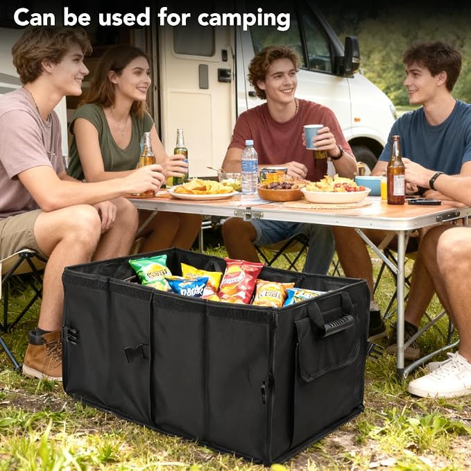 Dntorx Trunk Organizer for SUV - 60L, Foldable Car Trunk Organizer Bags with Lid Large Capacity Car Organizers and Storage with Lid for SUV,Sedan,Truck Accessories,23.62"×12.99"×11.81"(Black)