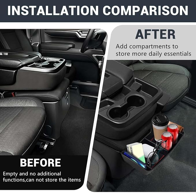 Center Console Hanging Organizer Box for Chevy Silverado/for GMC Sierra 1500 2019-2026 &for Silverado/Sierra 2500HD 3500HD 2020-2026,Jump Seat Accessories Fit Only Split-Bench Folding Seat