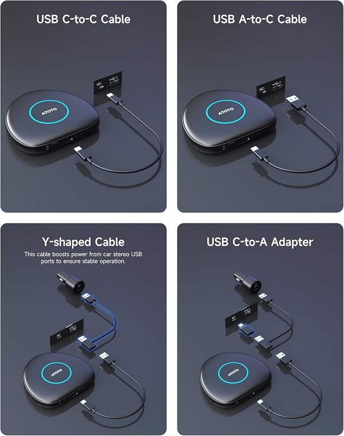 CB6C AI Box CarPlay, Wireless CarPlay/AndroidAuto Adapter with YouTube, Car Video Box with AI Assistant, GPS Navigation, Android 13, 4G LTE, Expandable to 256GB, Watch Videos in Your Car