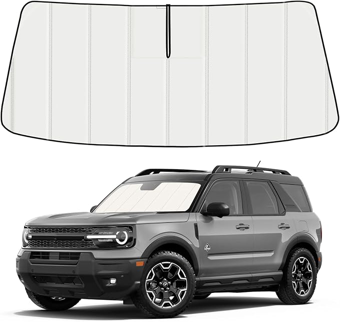 Windshield Sun Shade for Ford Bronco 2021-2026, Front Window Visor Accessories, Folding Design Blocks Heat & UV Rays Maintain Cool Interior and Save Space
